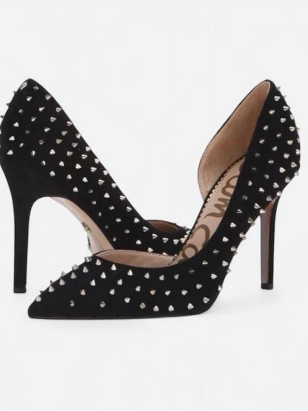 Sam Edelman Black Studded Pointed-Toe Pumps 8.5